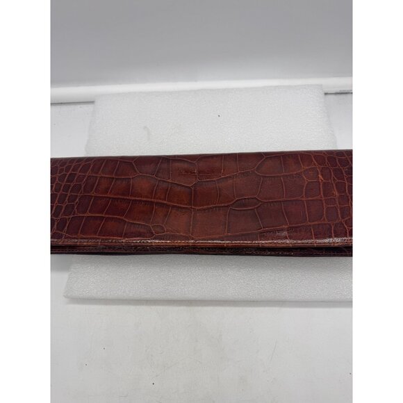 Vintage Glen Miller for Ann Turk Long Envelope Style Purse Bag Brown with Silver - Picture 5 of 9